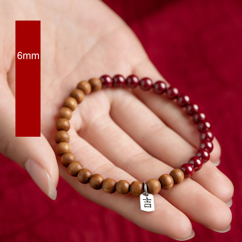 KarmaRipple's 925 Sterling Silver Peach Wood Cinnabar Ward Off Evil Spirits Bracelet p5