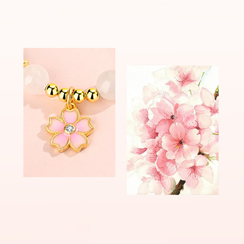 KarmaRipple's 925 Sterling Silver Hetian Ivory Jade Cherry Blossom Protection Bracelet p8