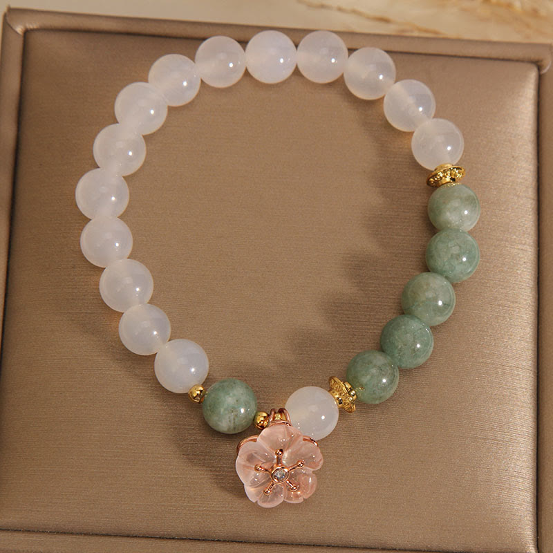 KarmaRipple's Ivory Agate Jade Flower Talisman Fortune Protection Bracelet p6
