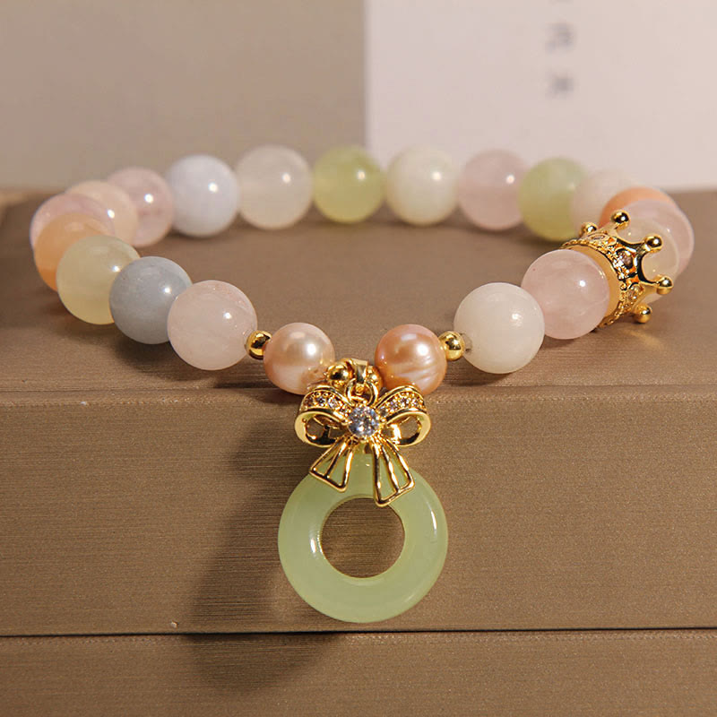 KarmaRipple's Morganite Peace Buckle Jade Confidence Bracelet p1