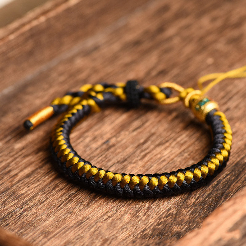 KarmaRipple's Handmade Tibetan Black Gold Dragon Scale Rope Om Mani Padme Hum Purity Bracelet p4