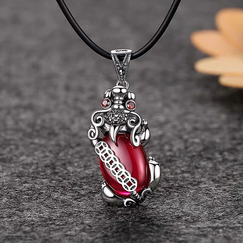 KarmaRipple's PiXiu Garnet Bronze Coin Wealth Fortune Pendant Necklace p7