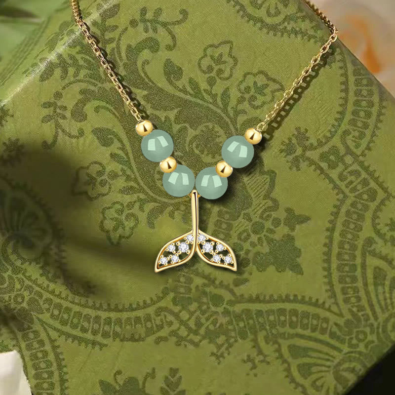 KarmaRipple's 925 Sterling Silver Hetian Jade Bead Fishtail Fortune Pendant Necklace p4