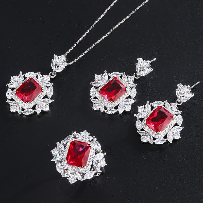 KarmaRipple's Emerald Gemstone Red Corundum Confidence Courage Ring Earrings Pendant Necklace p8