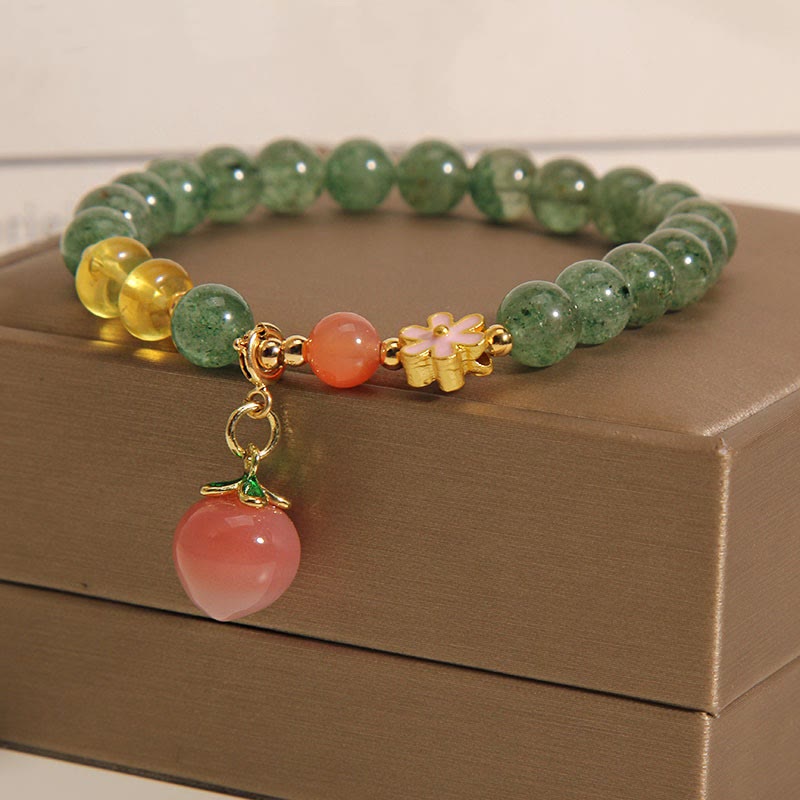 KarmaRipple's Authentic Green Strawberry Quartz Love Peach Talisman Bracelet p7