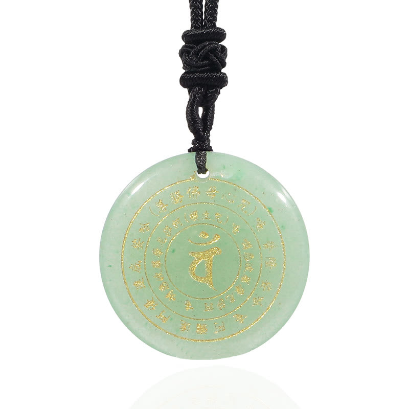 KarmaRipple's Vairocana Tathagata Sanskrit Mantra Various Gemstone Black Obsidian Green Aventurine Strength Pendant Necklace p21