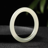KarmaRipple's Authentic Ivory Green Jade Fortune Prosperity Bracelet Bangle