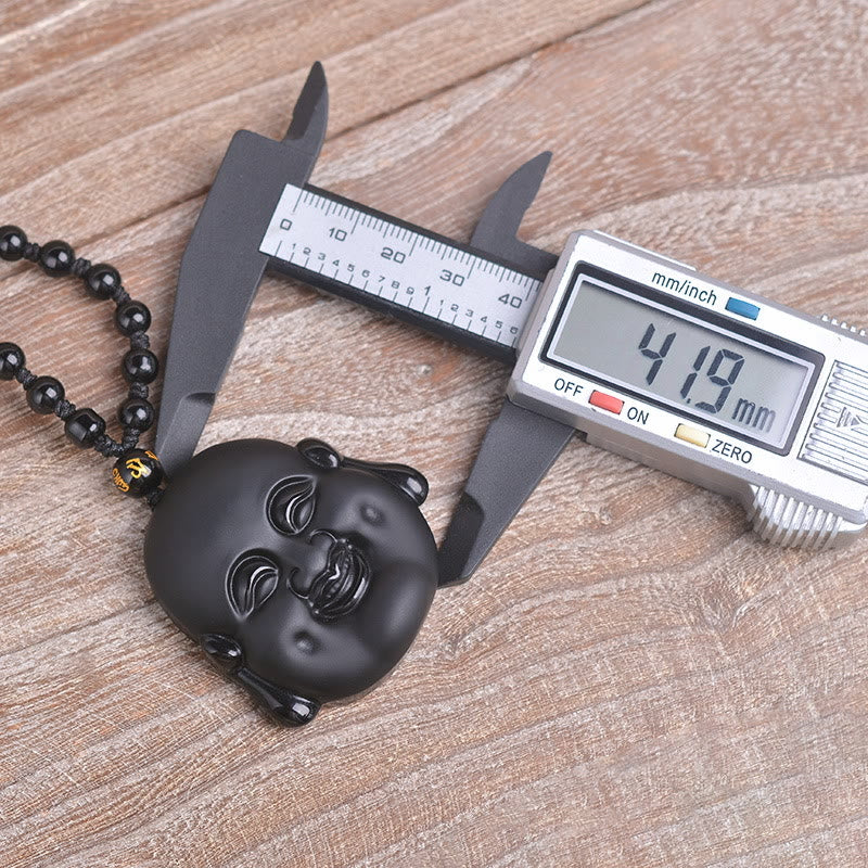 KarmaRipple's Authentic Black Obsidian Laughing Buddha Purification Pendant Necklace p8