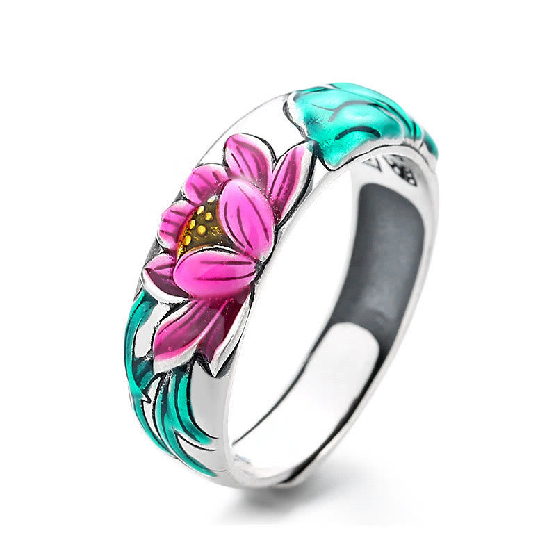 KarmaRipple's 925 Sterling Silver Lotus Flower Heart Sutra Enlightenment Ring p9