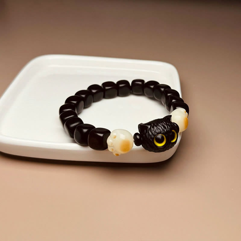 KarmaRipple's Ebony Wood Cute Cat Bodhi Seed Paw Claw Peace Bracelet p8