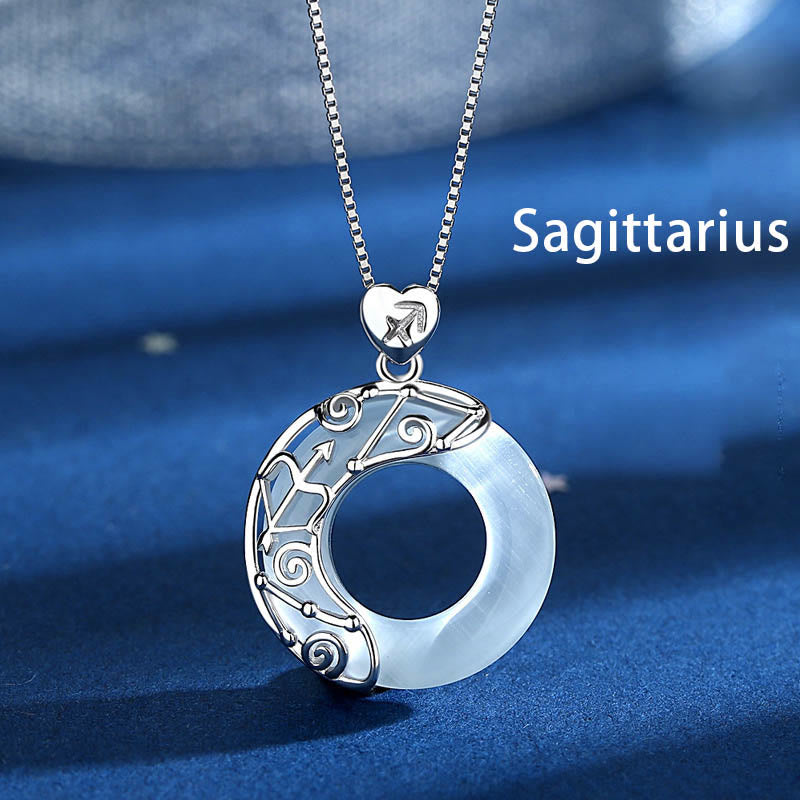 KarmaRipple's 925 Sterling Silver 12 Constellations of the Zodiac Cat's Eye Love Support Pendant Necklace p26