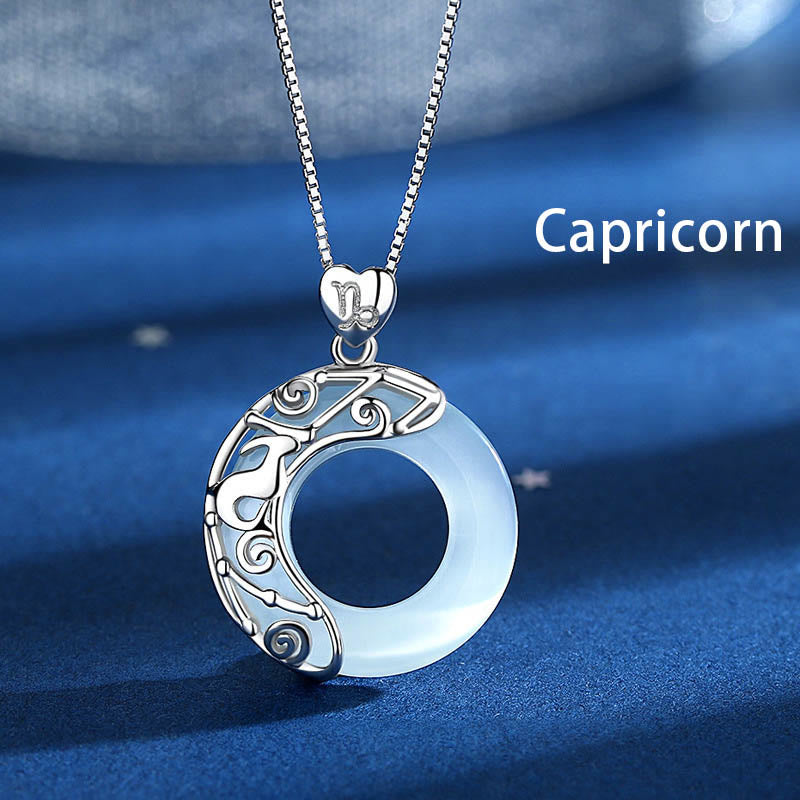 KarmaRipple's 925 Sterling Silver 12 Constellations of the Zodiac Cat's Eye Love Support Pendant Necklace p27
