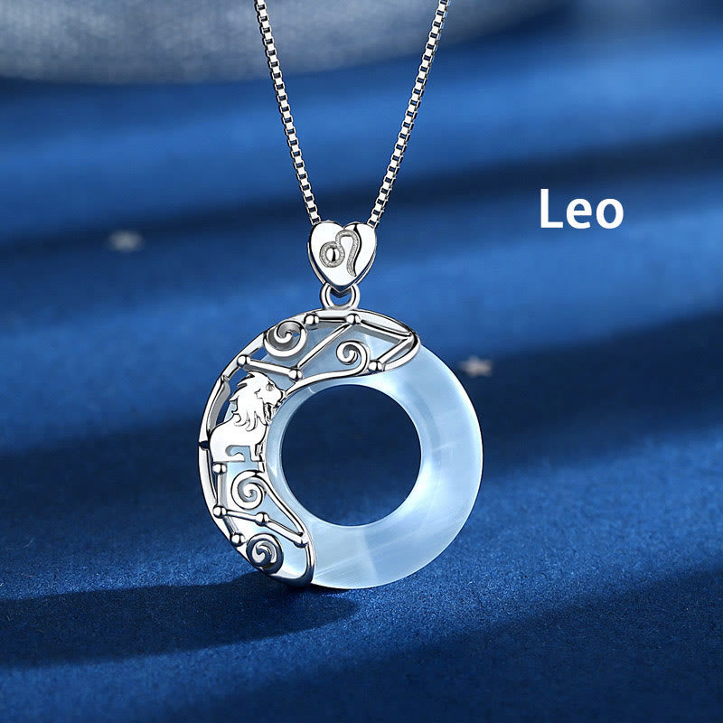 KarmaRipple's 925 Sterling Silver 12 Constellations of the Zodiac Cat's Eye Love Support Pendant Necklace p22