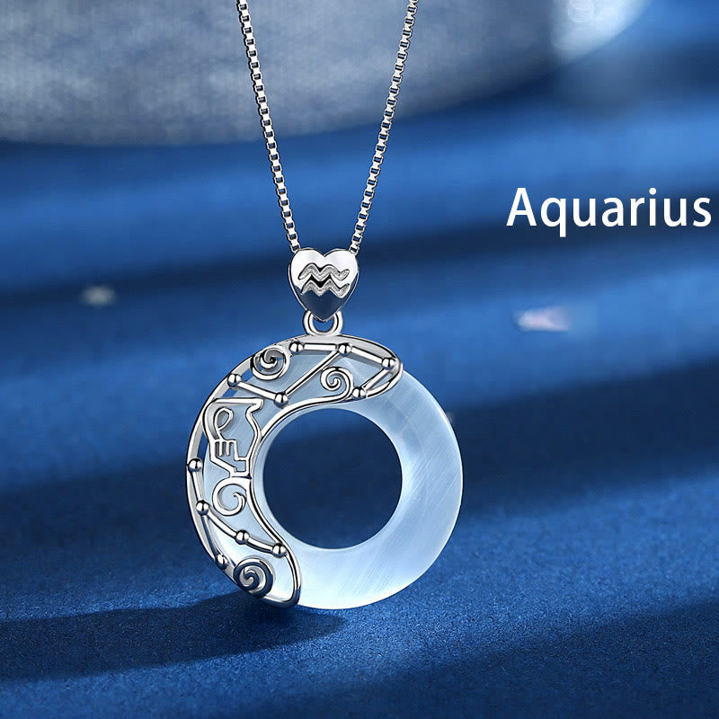 KarmaRipple's 925 Sterling Silver 12 Constellations of the Zodiac Cat's Eye Love Support Pendant Necklace p28