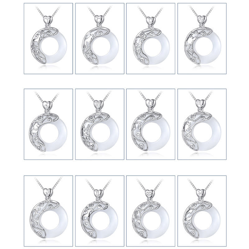 KarmaRipple's 925 Sterling Silver 12 Constellations of the Zodiac Cat's Eye Love Support Pendant Necklace p17