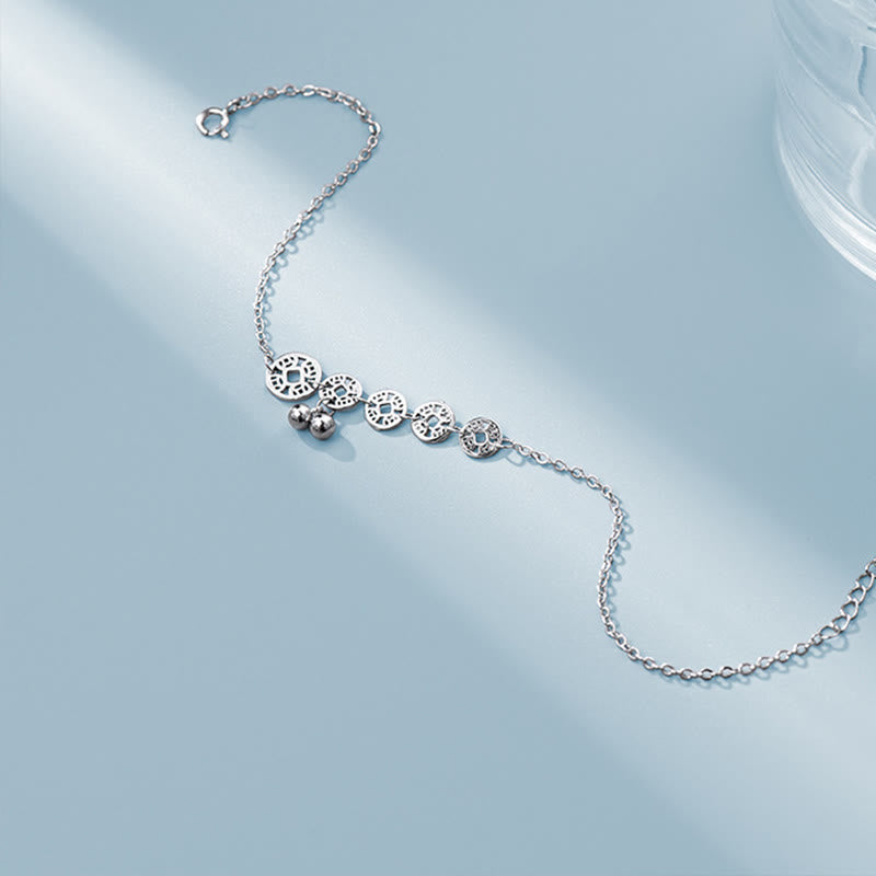 KarmaRipple's 925 Sterling Silver Bronze Coins Bells Protection Metal Anklet p7