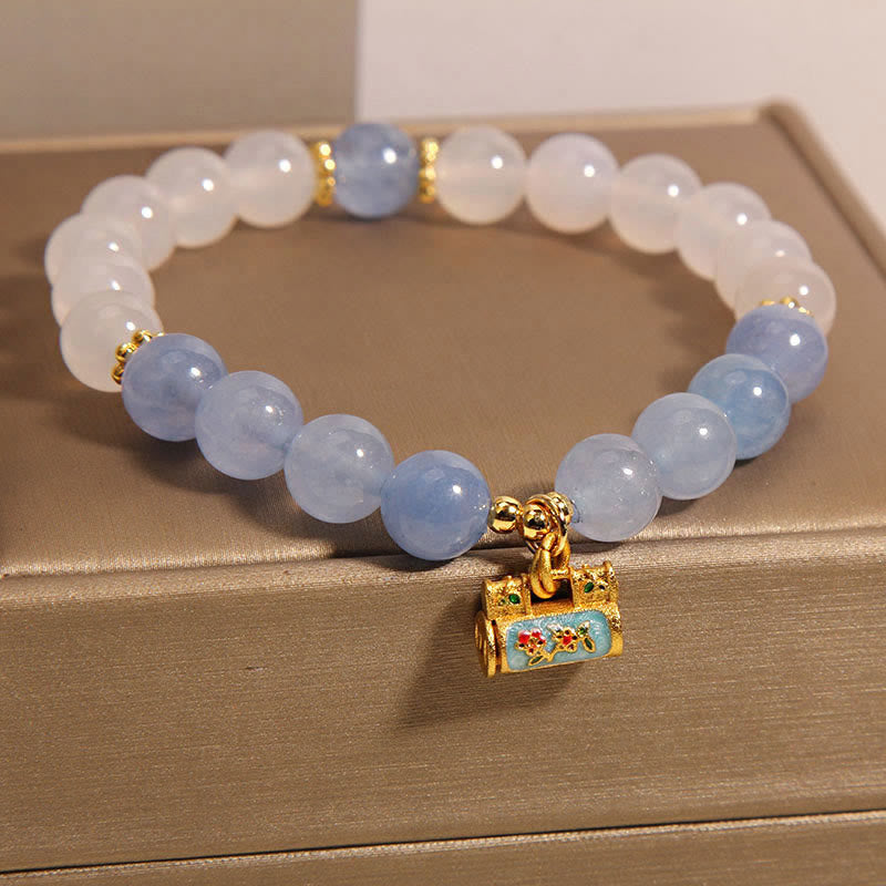 KarmaRipple's Authentic Ivory Agate Aquamarine Protection Bracelet p5
