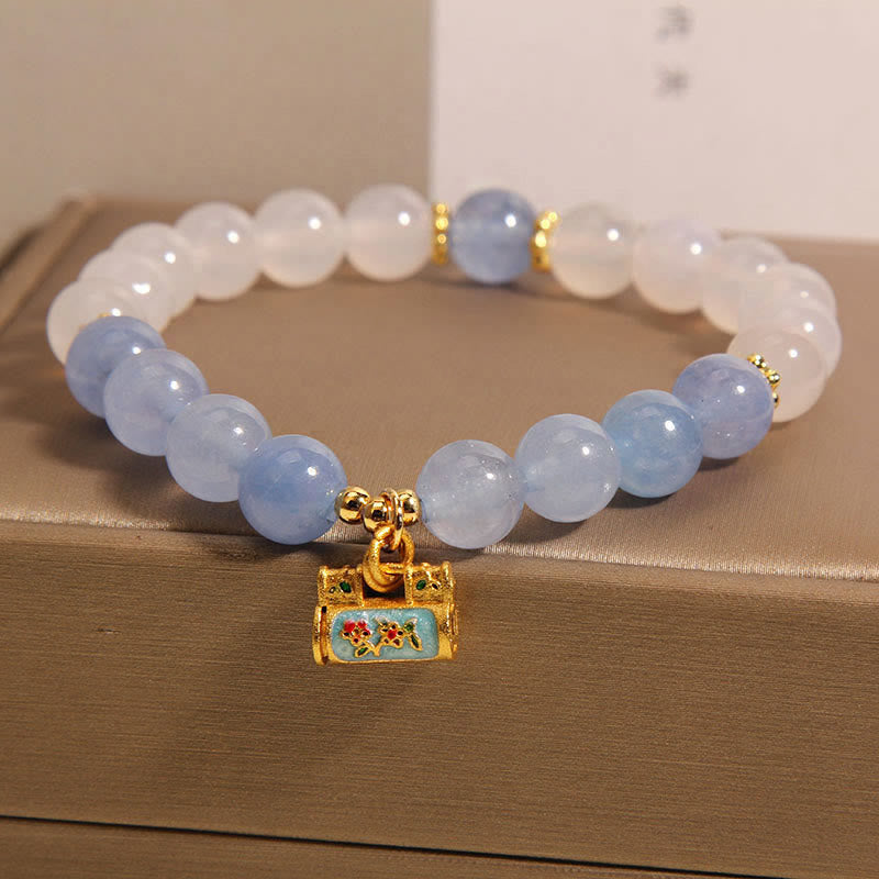 KarmaRipple's Authentic Ivory Agate Aquamarine Protection Bracelet p3