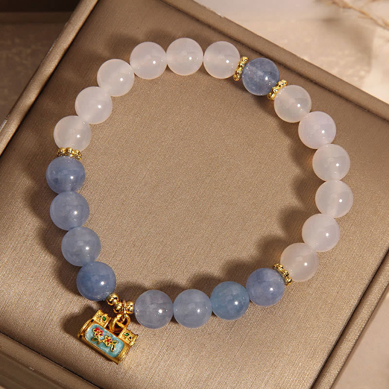 KarmaRipple's Authentic Ivory Agate Aquamarine Protection Bracelet p10
