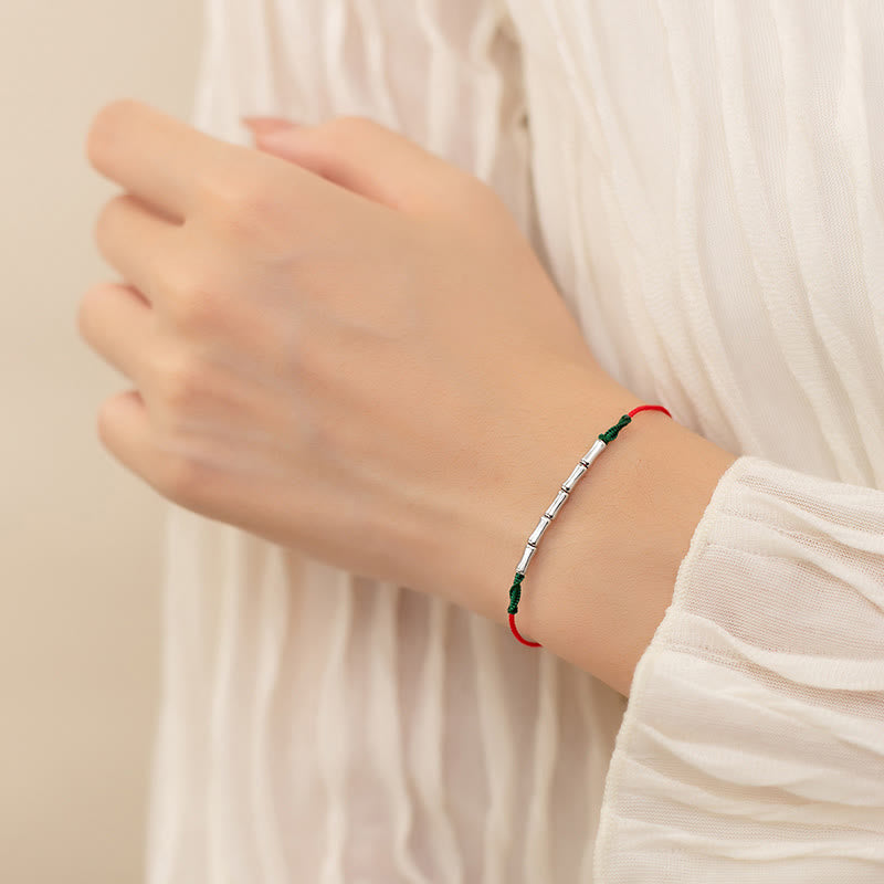 KarmaRipple's 925 Sterling Silver Bamboo Design Fortune Woven Ultra-Thin Rope Bracelet p7