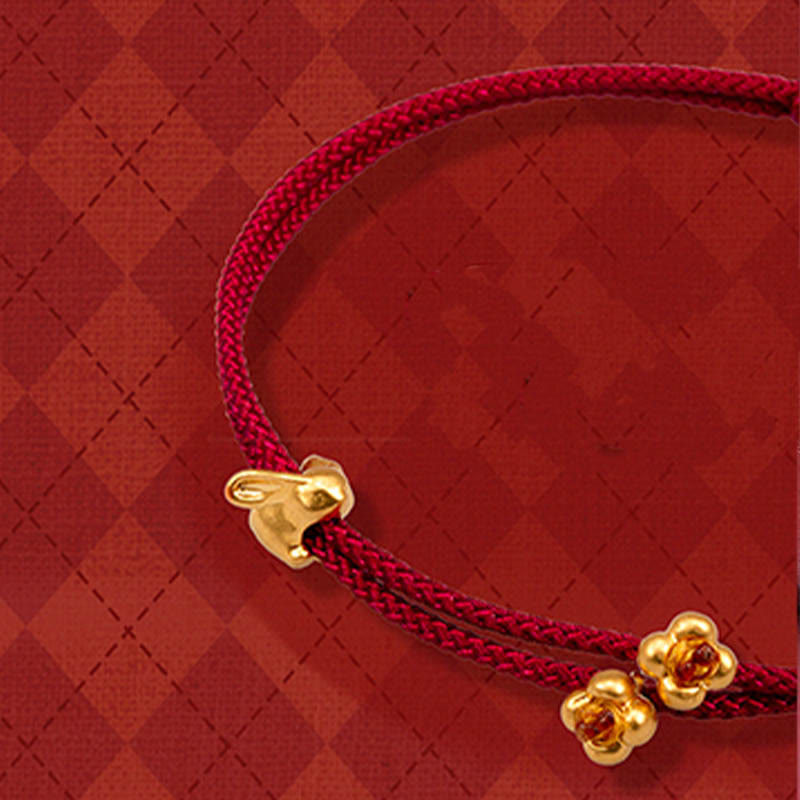 KarmaRipple's 999 Gold Small Fortunate Rabbit Osmanthus Design Handmade Luck?Braided Rope Bracelet p3