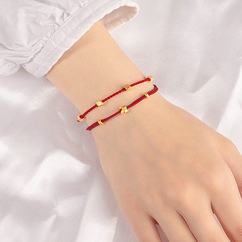 KarmaRipple's 999 Gold Small Fortunate Rabbit Osmanthus Design Handmade Luck?Braided Rope Bracelet p13