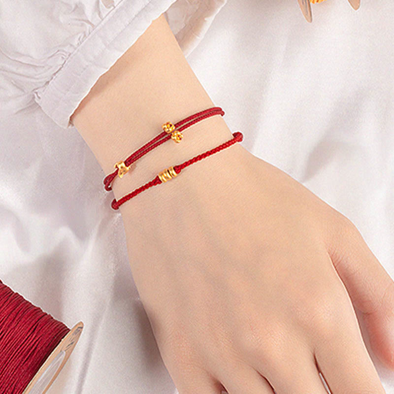 KarmaRipple's 999 Gold Small Fortunate Rabbit Osmanthus Design Handmade Luck?Braided Rope Bracelet p15