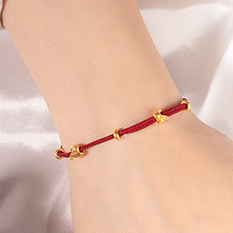 KarmaRipple's 999 Gold Small Fortunate Rabbit Osmanthus Design Handmade Luck?Braided Rope Bracelet p16