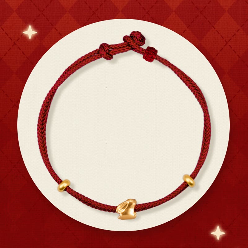 KarmaRipple's 999 Gold Small Fortunate Rabbit Osmanthus Design Handmade Luck?Braided Rope Bracelet p18