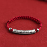 KarmaRipple's Handmade 999 Sterling Silver Om Mani Padme Hum Heart Sutra Carved Fortune Rope Bracelet Anklet