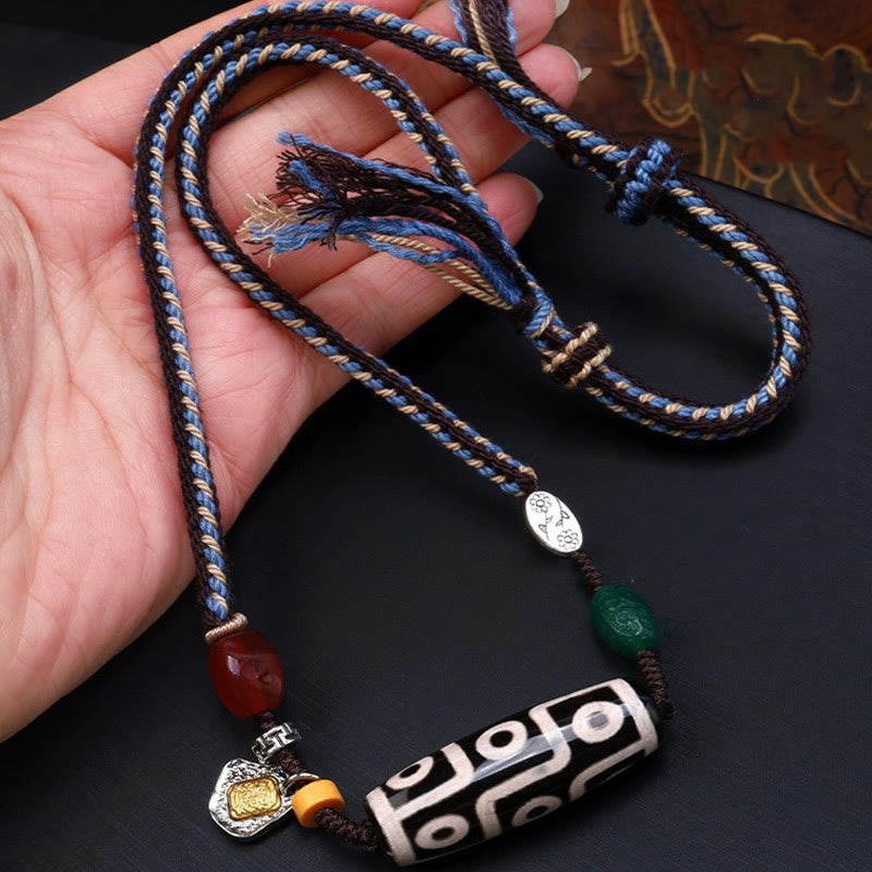 KarmaRipple's Tibetan Nine-eye Dzi Bead Protection Woven Rope Pendant Necklace p13