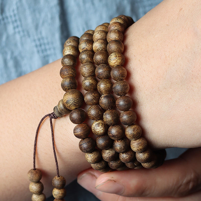 KarmaRipple's 108 Mala Beadwork Huizhou Green Qinan Agarwood Peace Strength Bracelet p3