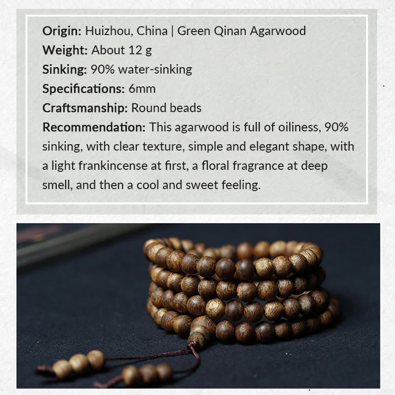 KarmaRipple's 108 Mala Beadwork Huizhou Green Qinan Agarwood Peace Strength Bracelet p8