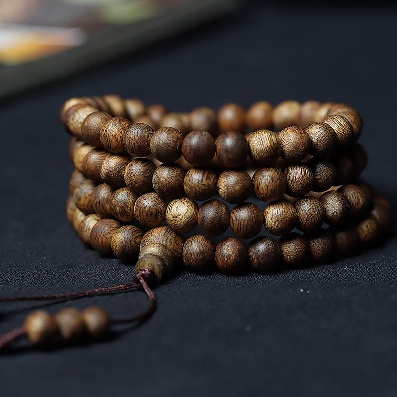 KarmaRipple's 108 Mala Beadwork Huizhou Green Qinan Agarwood Peace Strength Bracelet p13