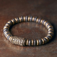 KarmaRipple's Vintage Lava Rock Beadwork Calm Bronze Bracelet