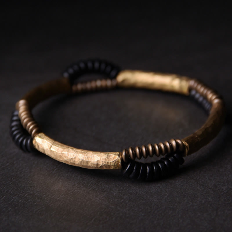 KarmaRipple's Vintage Ebony Wood Bronze Fortune Wealth Handmade Bracelet p10