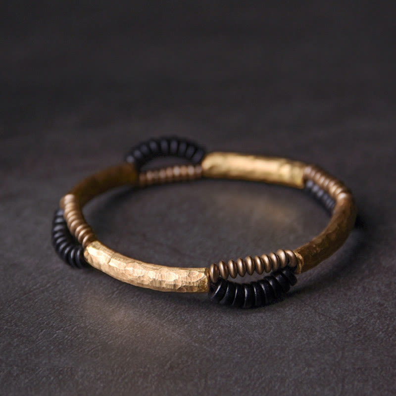 KarmaRipple's Vintage Ebony Wood Bronze Fortune Wealth Handmade Bracelet p14