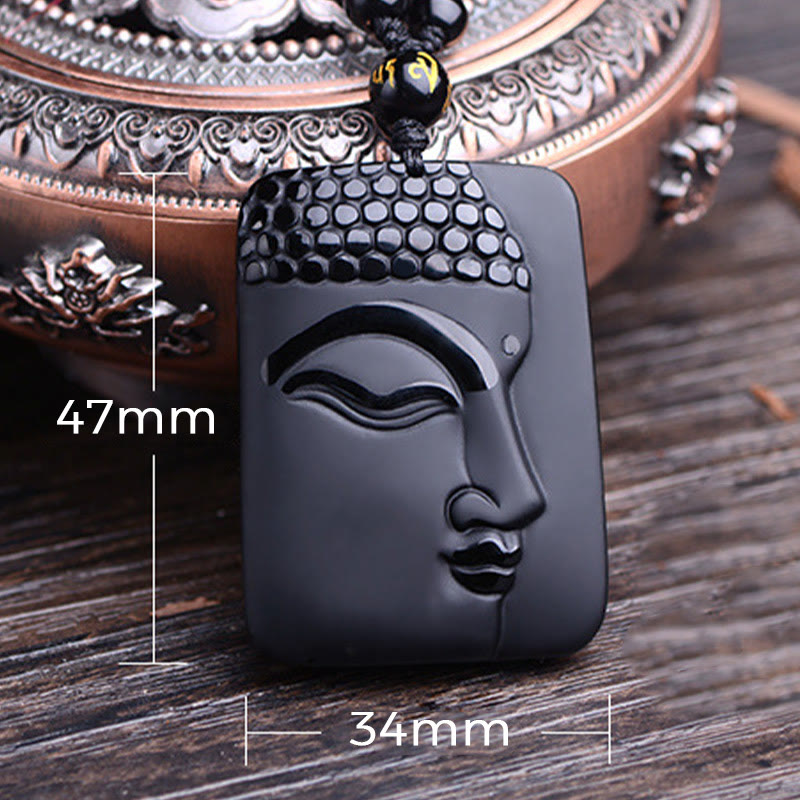 KarmaRipple's Authentic Black Obsidian Buddha Prayer Purification Fortune Necklace Pendant p9