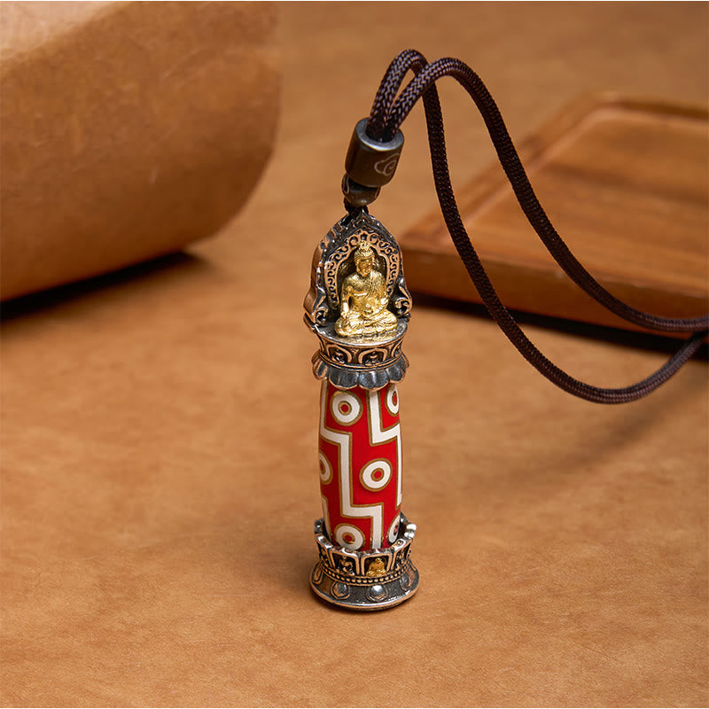 KarmaRipple's Tibetan Medicine Buddha Nine-Eye Dzi Bead Protection Pendant Necklace p6
