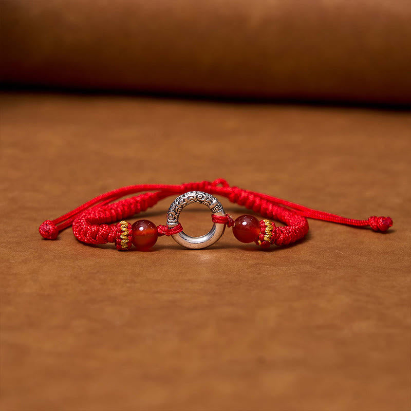 KarmaRipple's 925 Sterling Silver Plated Bronze Peace Buckle Protection Woven String Bracelet p3