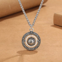 KarmaRipple's One's Fortune Improves Design Pattern Bronze Rotatable Pendant Necklace