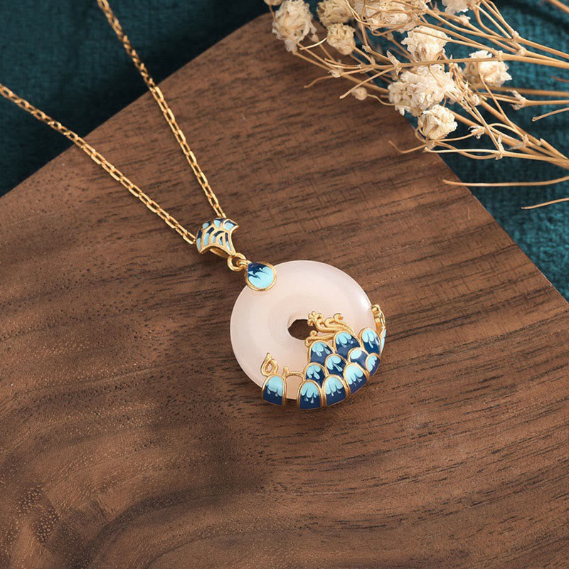 KarmaRipple's Ivory Jade Peace Buckle Mountains And Sea Fortune Pendant Necklace p2