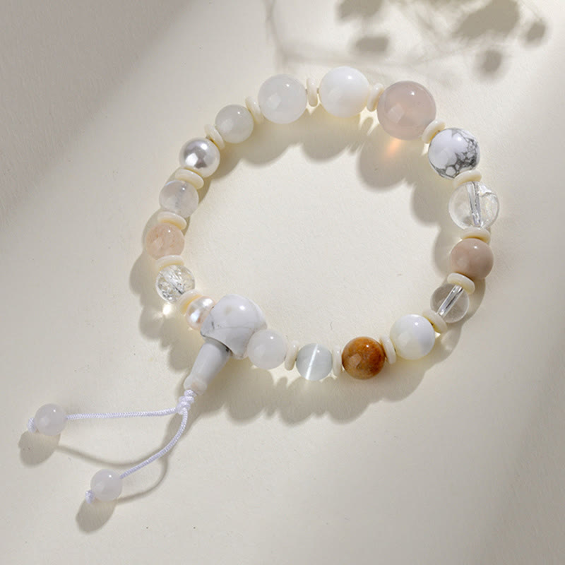 KarmaRipple's Ivory Agate Pearl 18 Beadwork Balance Fortune Bracelet p12