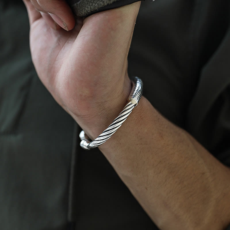 KarmaRipple's 999 Sterling Silver Six True Words Heart Sutra Woven Design Lotus Protection Bracelet Bangle p4