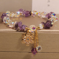 KarmaRipple's Amethyst Citrine Ivory Gemstone Zircon Flower Spiritual Balancing Bracelet