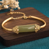 KarmaRipple's Hetian Jade 24K Gold Plated Fortune Bracelet Bangle