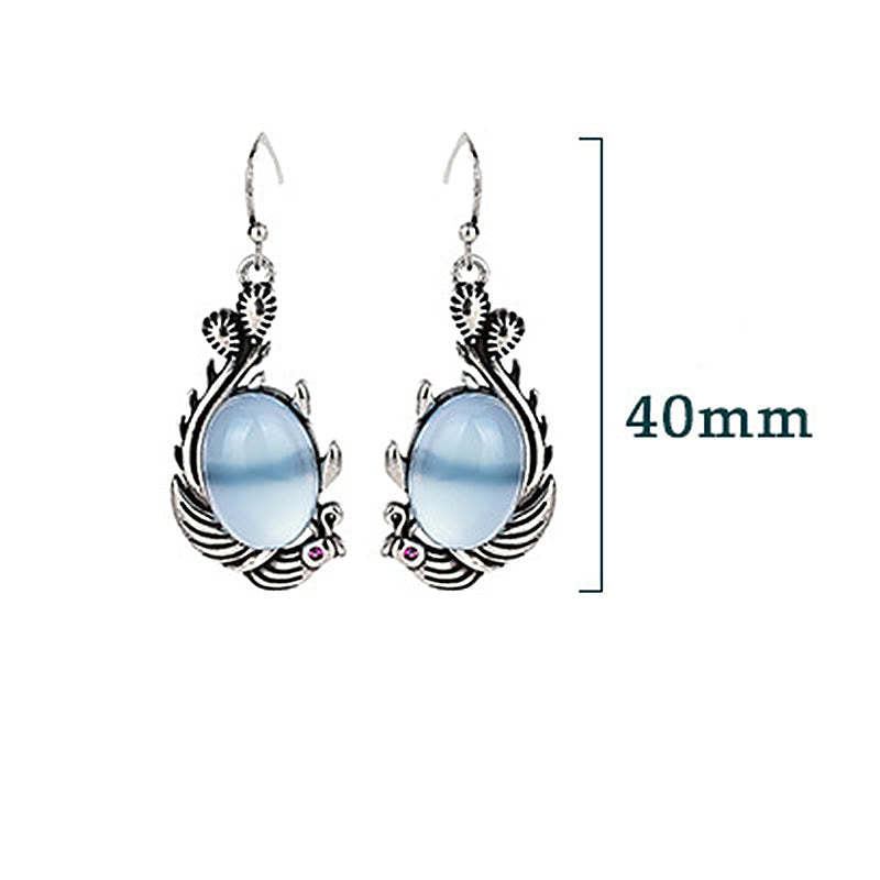 KarmaRipple's 925 Sterling Silver Posts Blue Chalcedony Koi Fish Balance Vitality Earrings p5