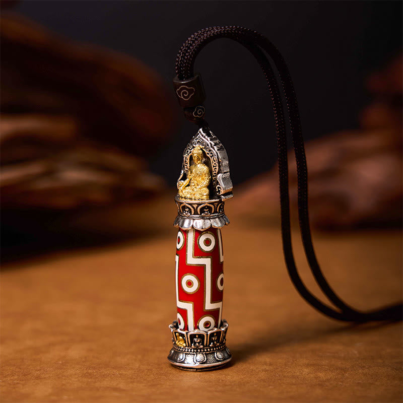 KarmaRipple's Tibetan Medicine Buddha Nine-Eye Dzi Bead Protection Pendant Necklace p3