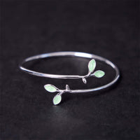 KarmaRipple's Leaf Pattern Cat Eye Support Cuff Bracelet Bangle
