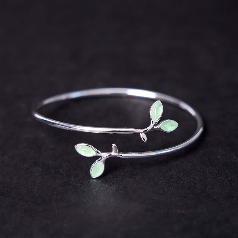 KarmaRipple's Leaf Pattern Cat Eye Support Cuff Bracelet Bangle p20